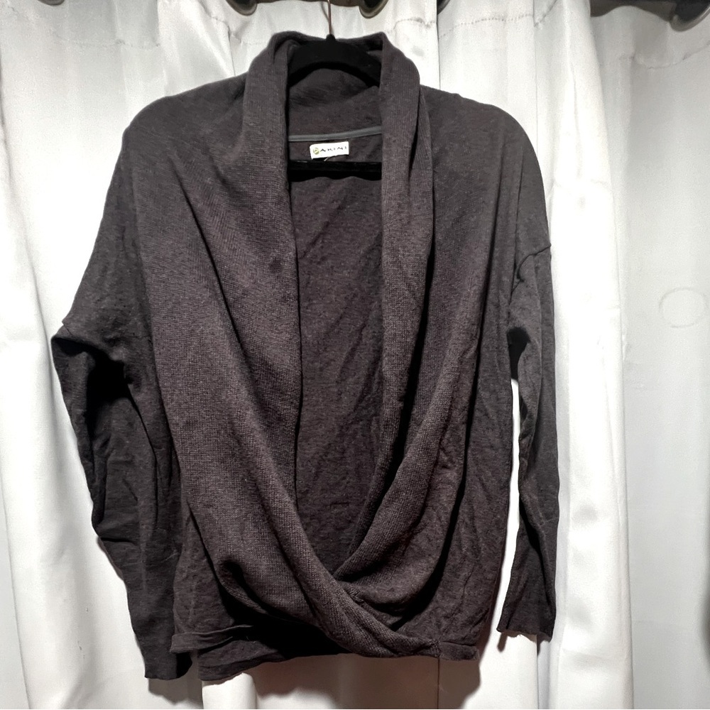 Dakini Charcoal Plum  Open-Front Cardigan Cashmere Blend Large - Picture 2 of 6